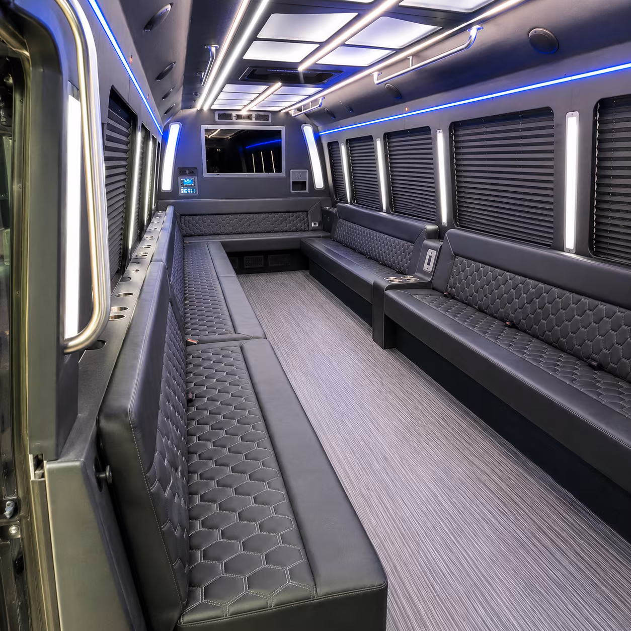 newport news 40 passenger party bus interior
